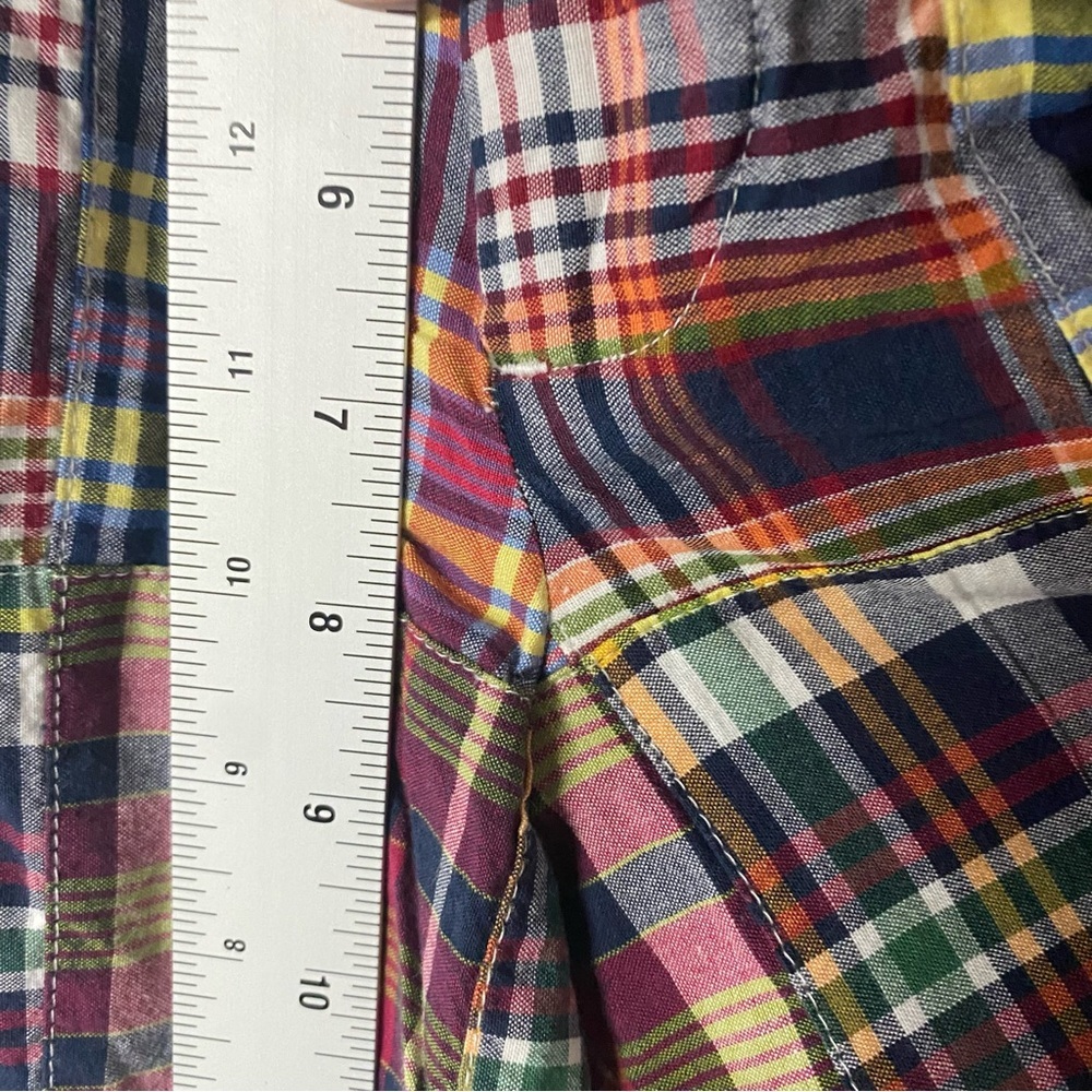 Brooks Brothers Shorts Men 34 Madras Plaid Patchwork Cotton Chino Preppy 9” - Picture 4 of 7